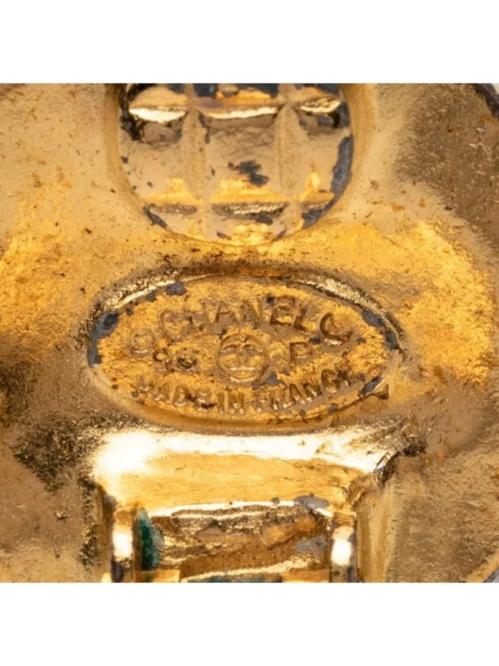Chanel CC Logo Vintage Round Earrings Gold Plated